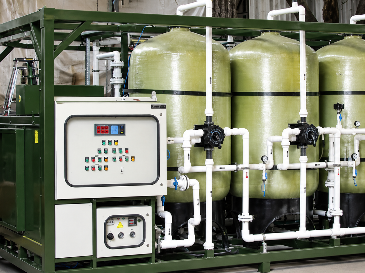 Automated control panel for industrial water softening cycle